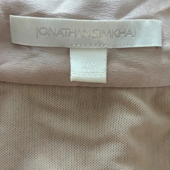 Jonathan Simkhai Sequin Metallic Long Sleeve Tie Neck Champagne Glam Bodysuit XS - Picture 8 of 9